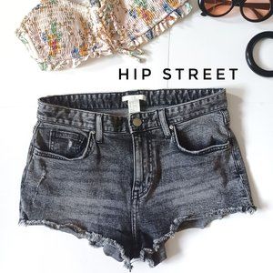 H & M Faded Distressed Stretch Mid Rise Jean Shorts 4